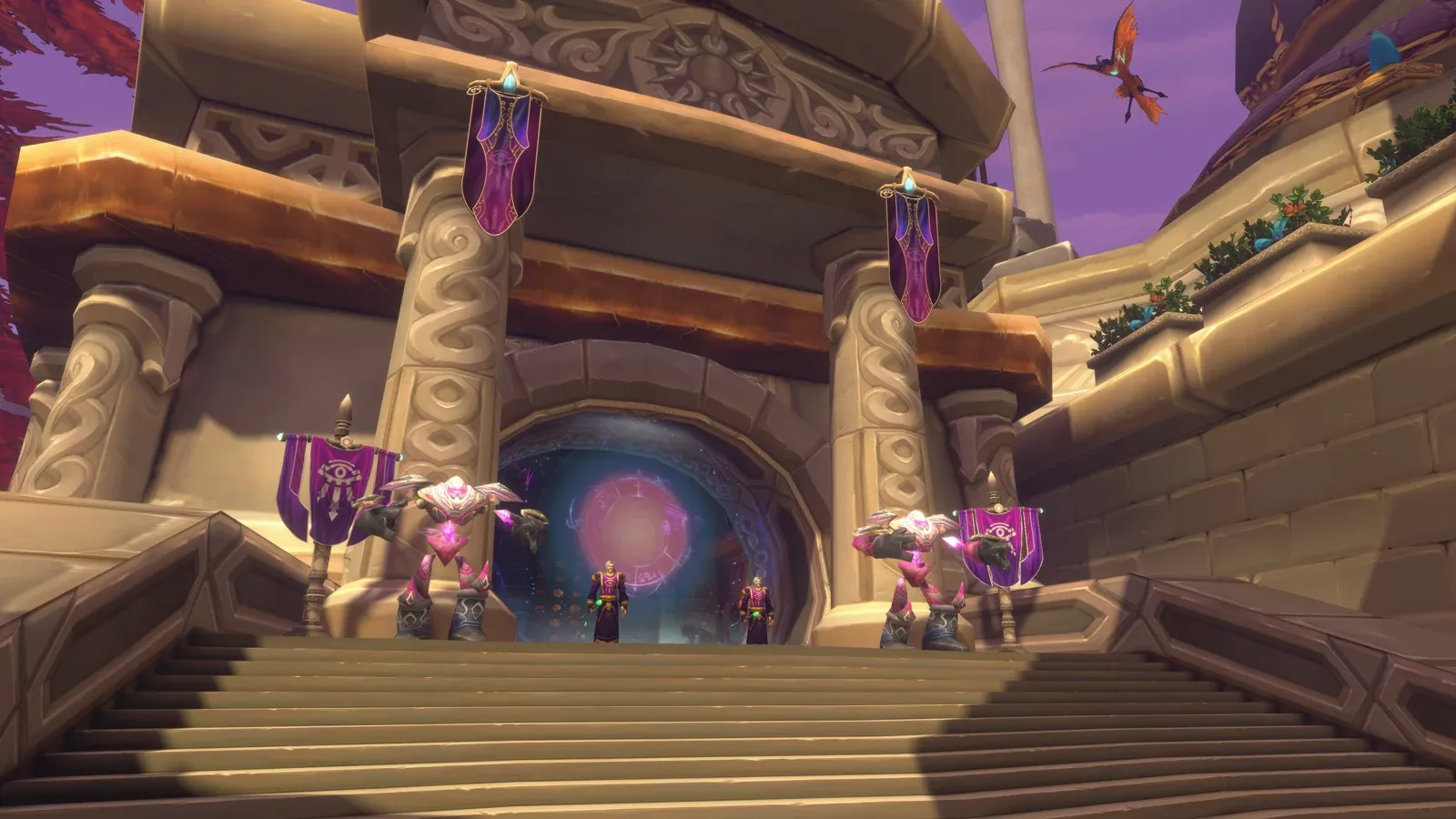 Portal y guardianes del Kirin Tor en Dalaran, en una imagen de Blizzard publicada por Icy Veins.