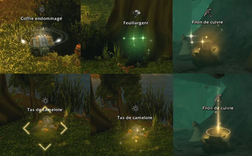 Montaje de Armytille con el brillo de Lueur sobre objetos del juego.