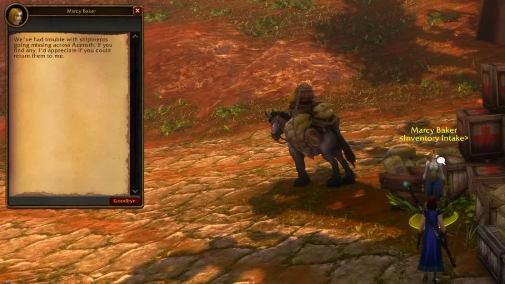 Diálogo de entrega de suministros de la Autoridad Comercial de Azeroth en Forever.