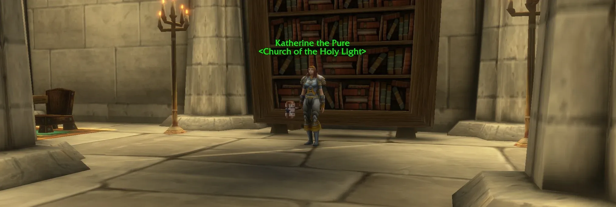 Katherine la Pura en una captura publicada por Wowhead para la cadena del paladín.