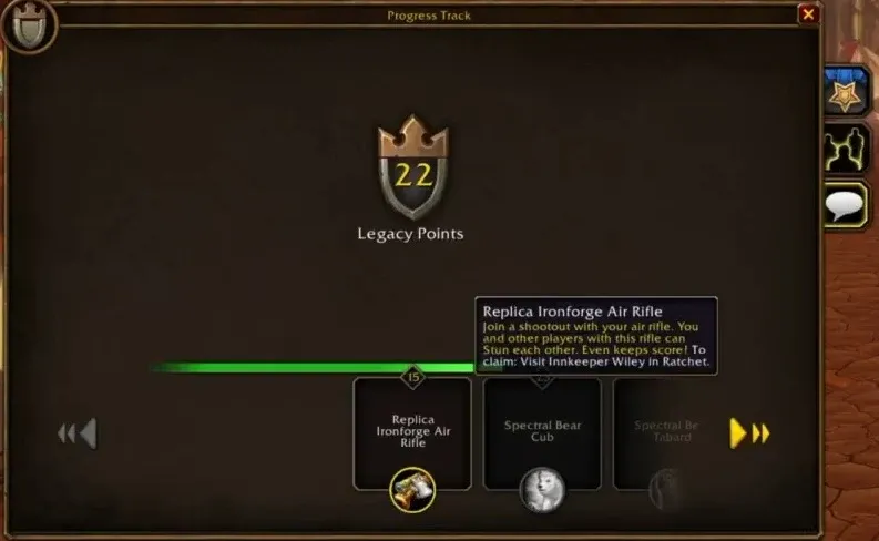 Recompensa de montura en la progresión de Legado de la demo de Forever.